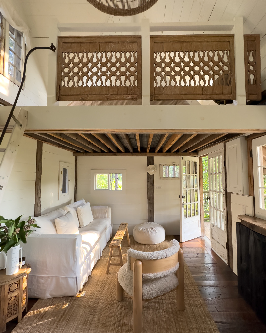 Treehouse faves : a slipcovered sleeper sofa, sweet shearling chair and onyx wall sconce. #LTKHome See more on LynneKnowlton.com 

 #LTKcanada #LTKcasa