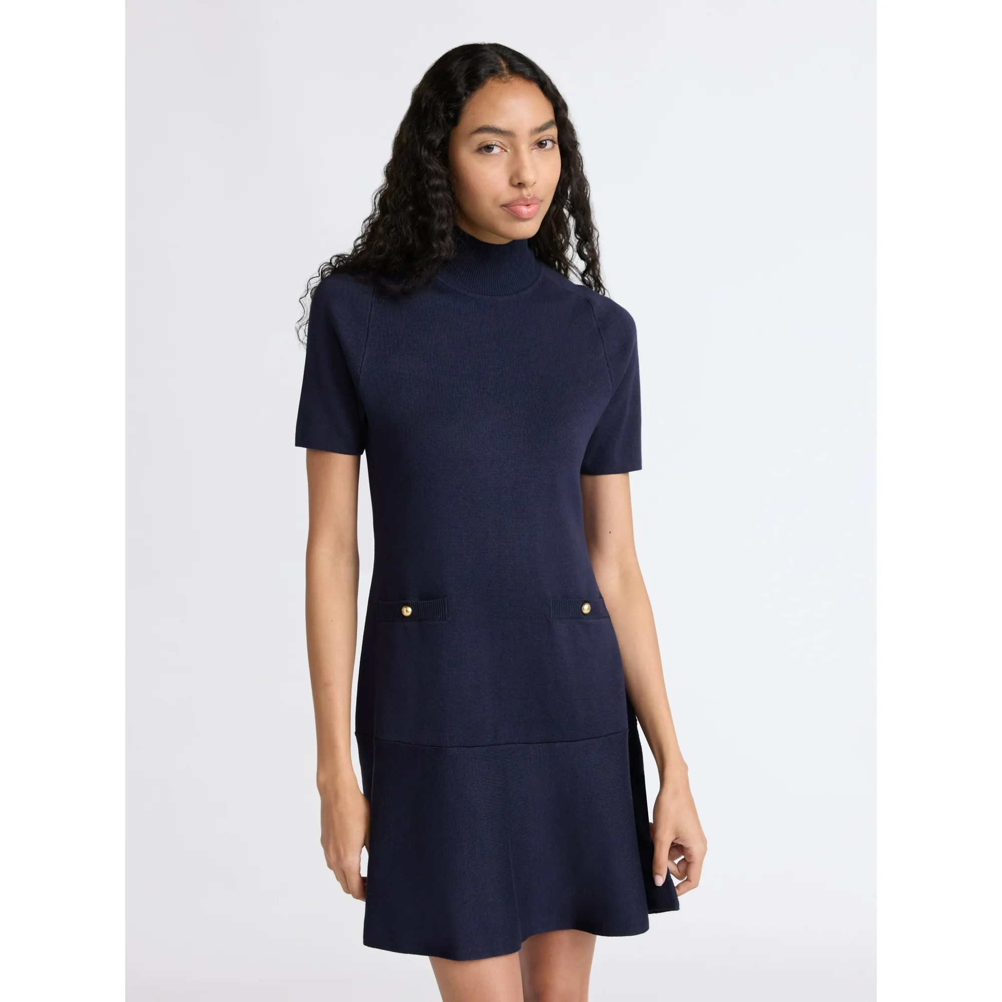 Free Assembly Women's Mock Neck Sweater Dress with Short Sleeves, Sizes XS-XXL - Walmart.com | Walmart (US)