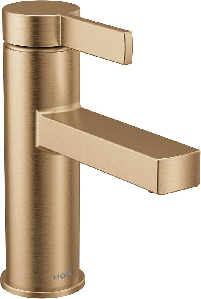 Moen Beric Bronzed Gold Modern One-Handle Single Hole Bathroom Faucet with Drain Assembly and Opt... | Amazon (US)