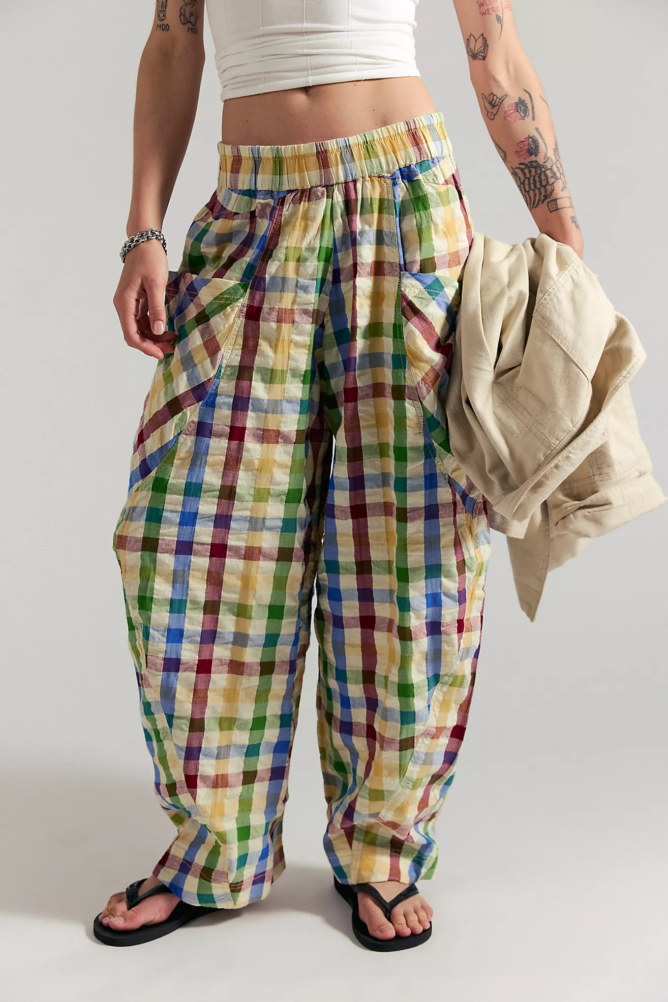 Freehold Gingham Pull-On Pants | Free People (Global - UK&FR Excluded)