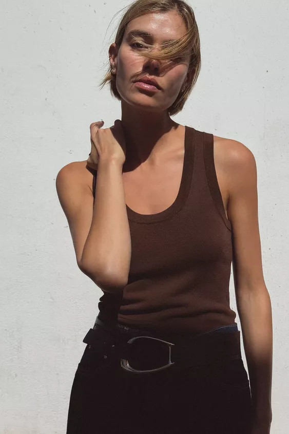 BASIC PLAIN KNIT TOP | Zara UK