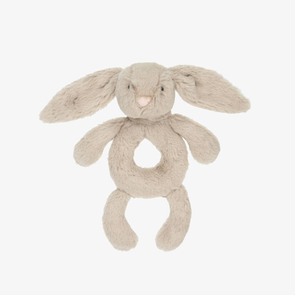 Jellycat Beige Bashful Bunny Faux Fur Ring Rattle (18Cm) | Childrensalon