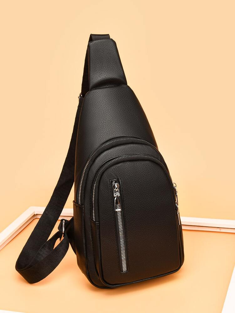 Mini Minimalist Zip Front Sling Bag | SHEIN