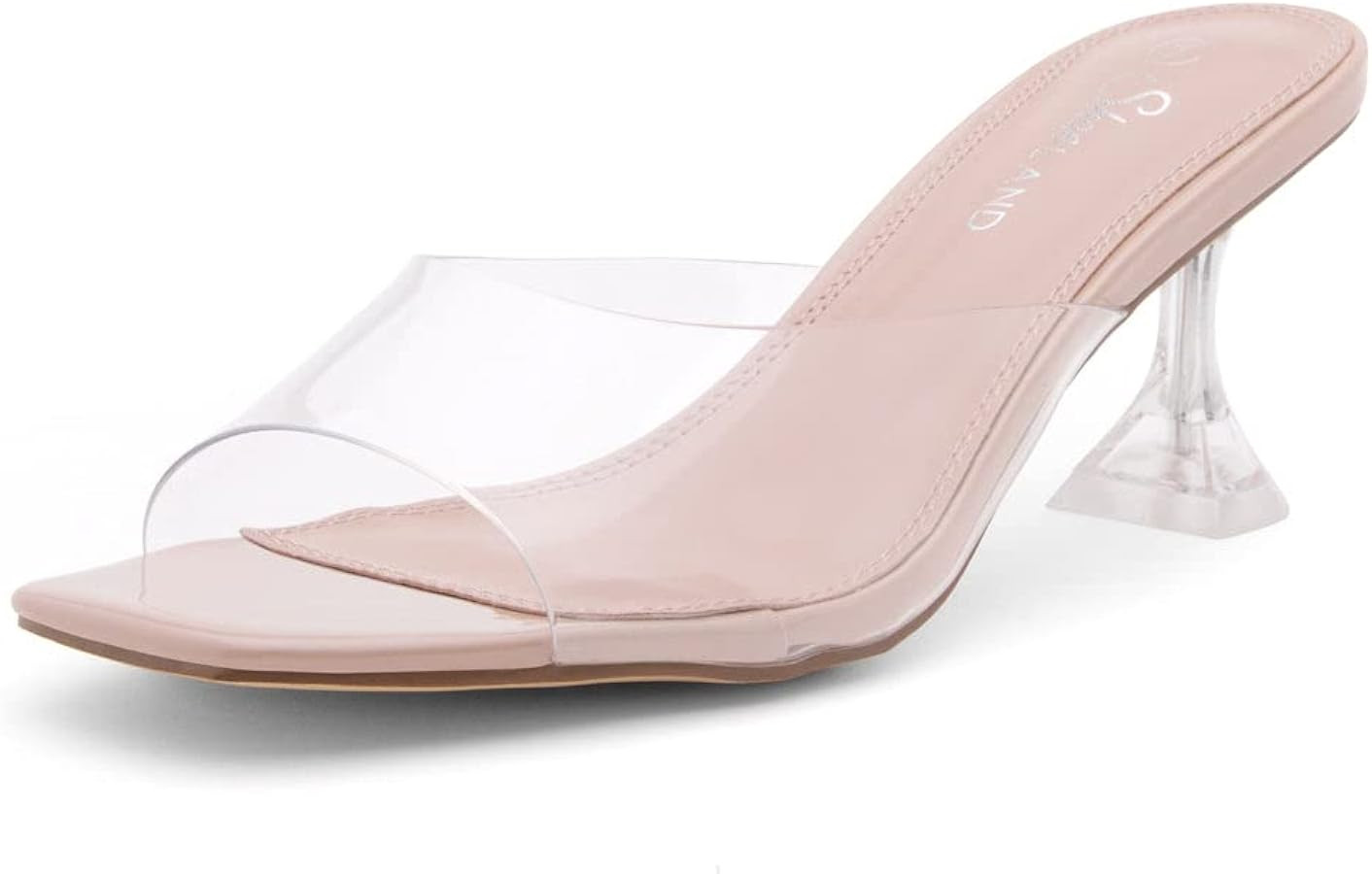 Shoe Land Celebrate Womens Clear Heels Dress Clear Sandals Transparent Low Heels Square Open Toe ... | Amazon (US)
