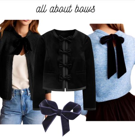 Bow cardigans, bow sweaters 