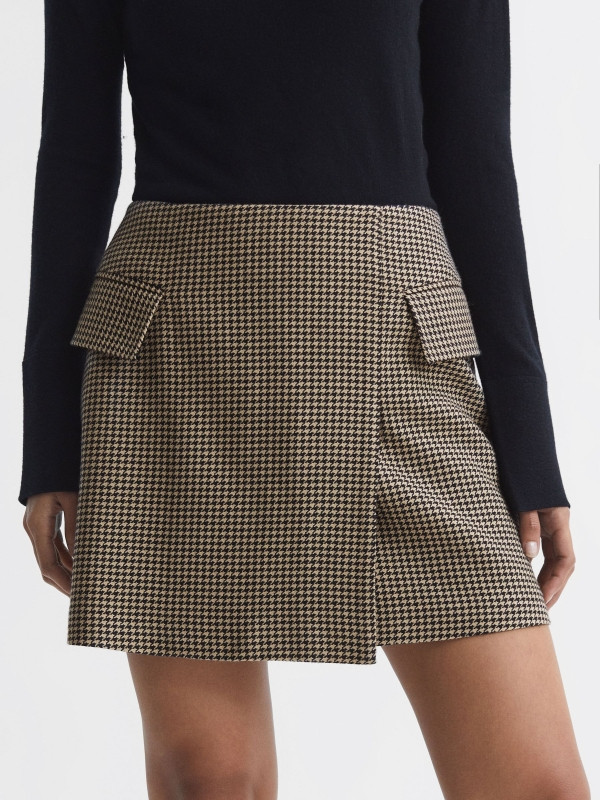 Wool Dogtooth Mini Skirt | Reiss UK
