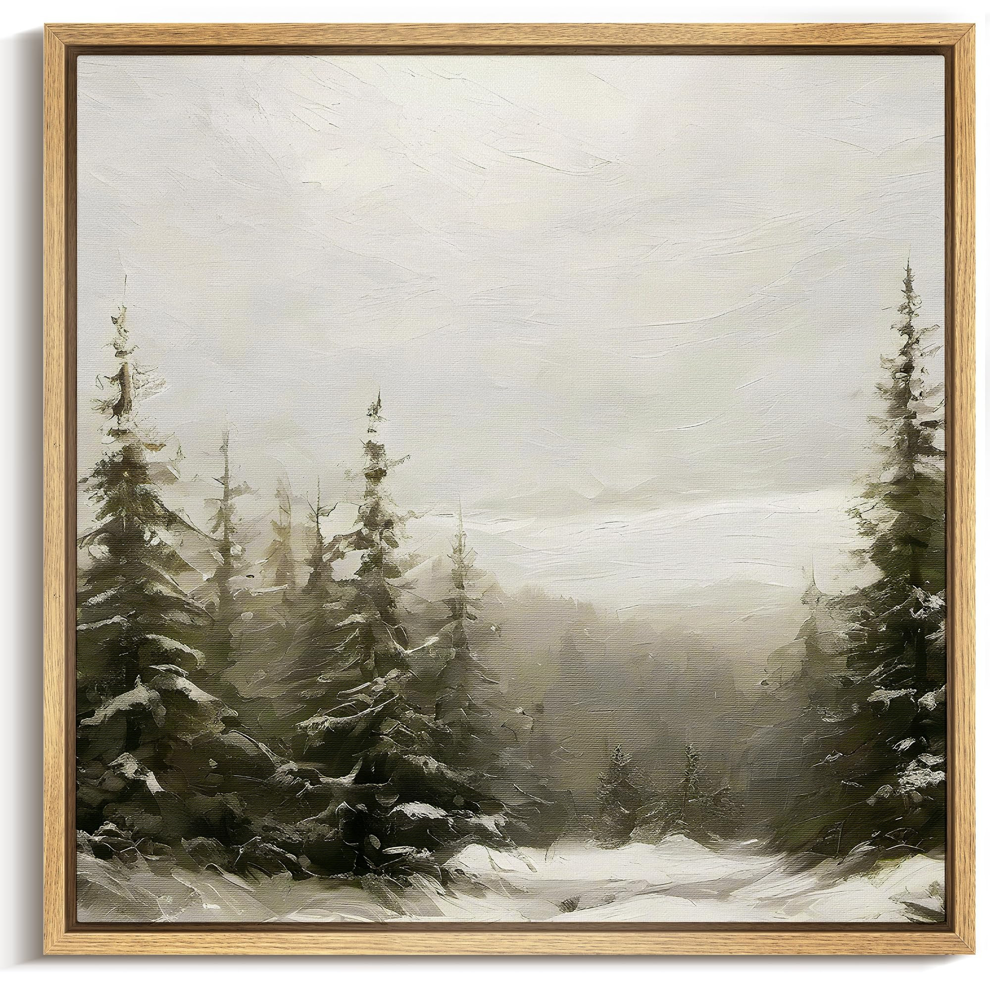 MUDECOR Framed Canvas Print Wall Art Vintage Winter Whisper: Snow-Covered Pine Trees Landscape Wi... | Amazon (US)