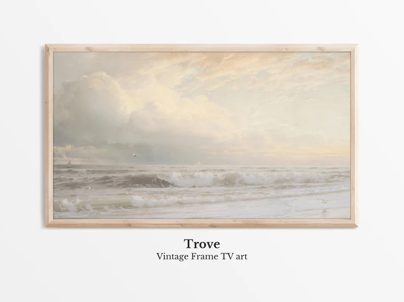 Samsung Frame TV Art  Minimalist Coastal Seascape Oil - Etsy | Etsy (US)