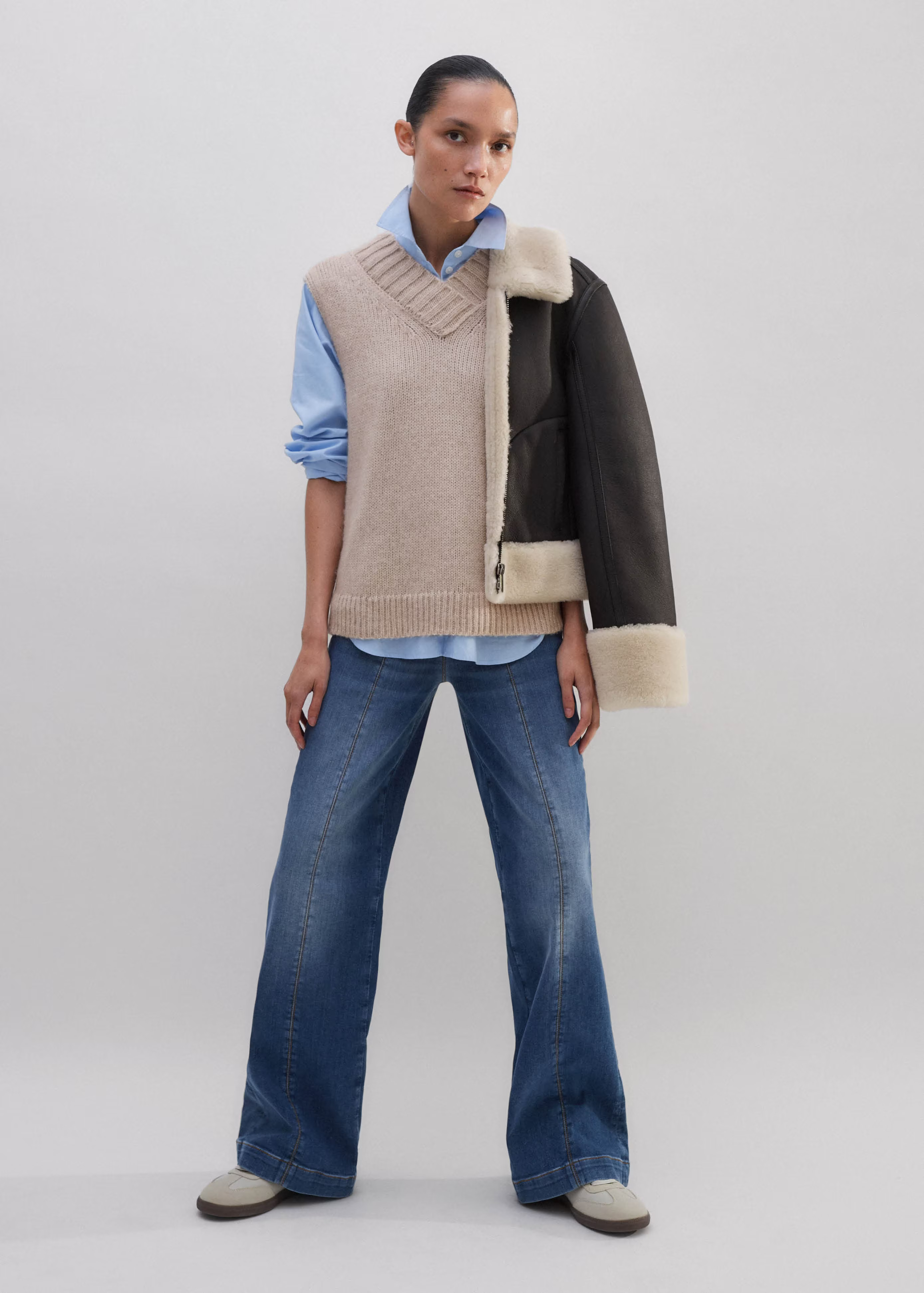 Women's Blue Kick Flare Travel Jean | ME+EM | ME+EM US