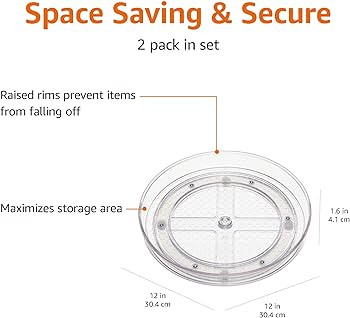 Amazon Basics Clear Lazy Susan Turntable Organizer, 12-Inch, 2-Pack | Amazon (US)