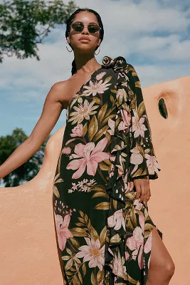 Farm Rio One-Shoulder Ruffle-Hem Dress | Anthropologie (US)