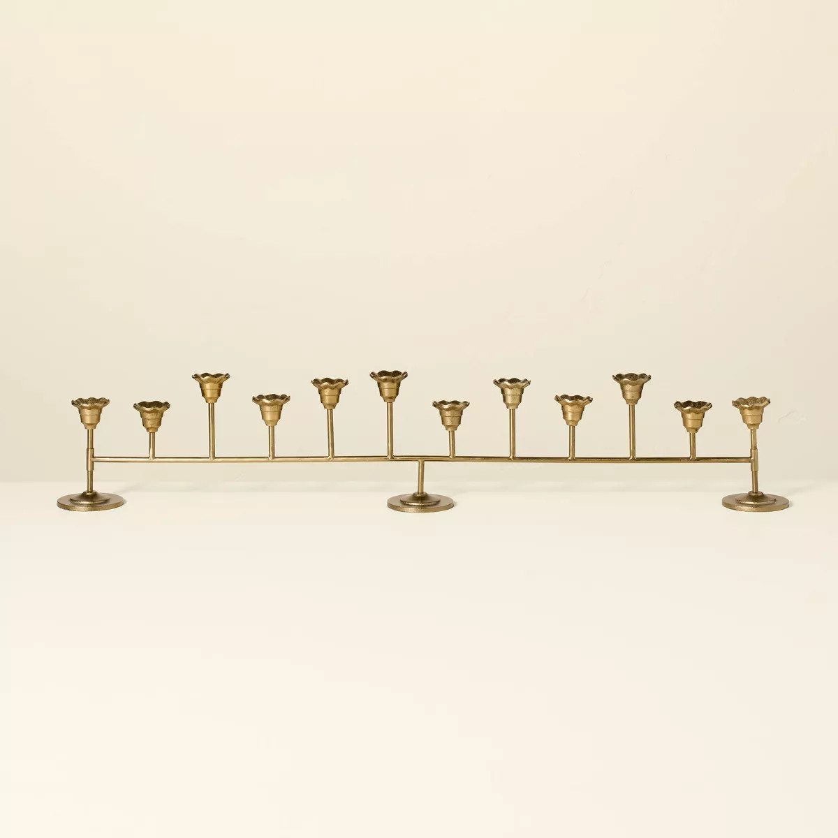 Scalloped Brass 12ct Taper Candelabra Antique Finish - Hearth & Hand™ with Magnolia | Target