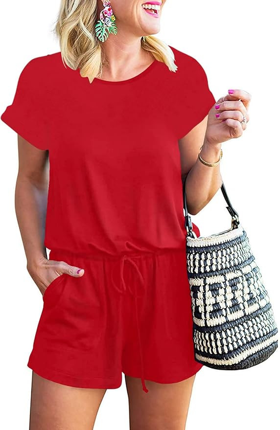 ANRABESS Rompers for Women Summer 2024 Casual Dressy One Piece Tshirt Short Pants Jumpsuit Beach ... | Amazon (US)