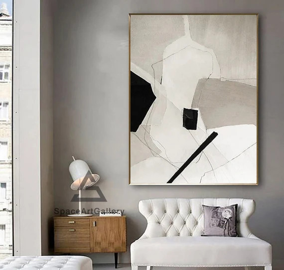 Large Milimalist Abstract Painting,Beige White Minimalist Painting On Canvas,Textured Painting Ab... | Etsy (US)