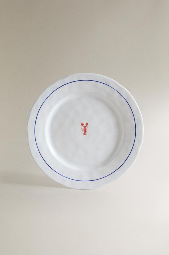 LOBSTER STONEWARE DINNER PLATE - Blue / White - ONE SIZE ONLY | Zara US