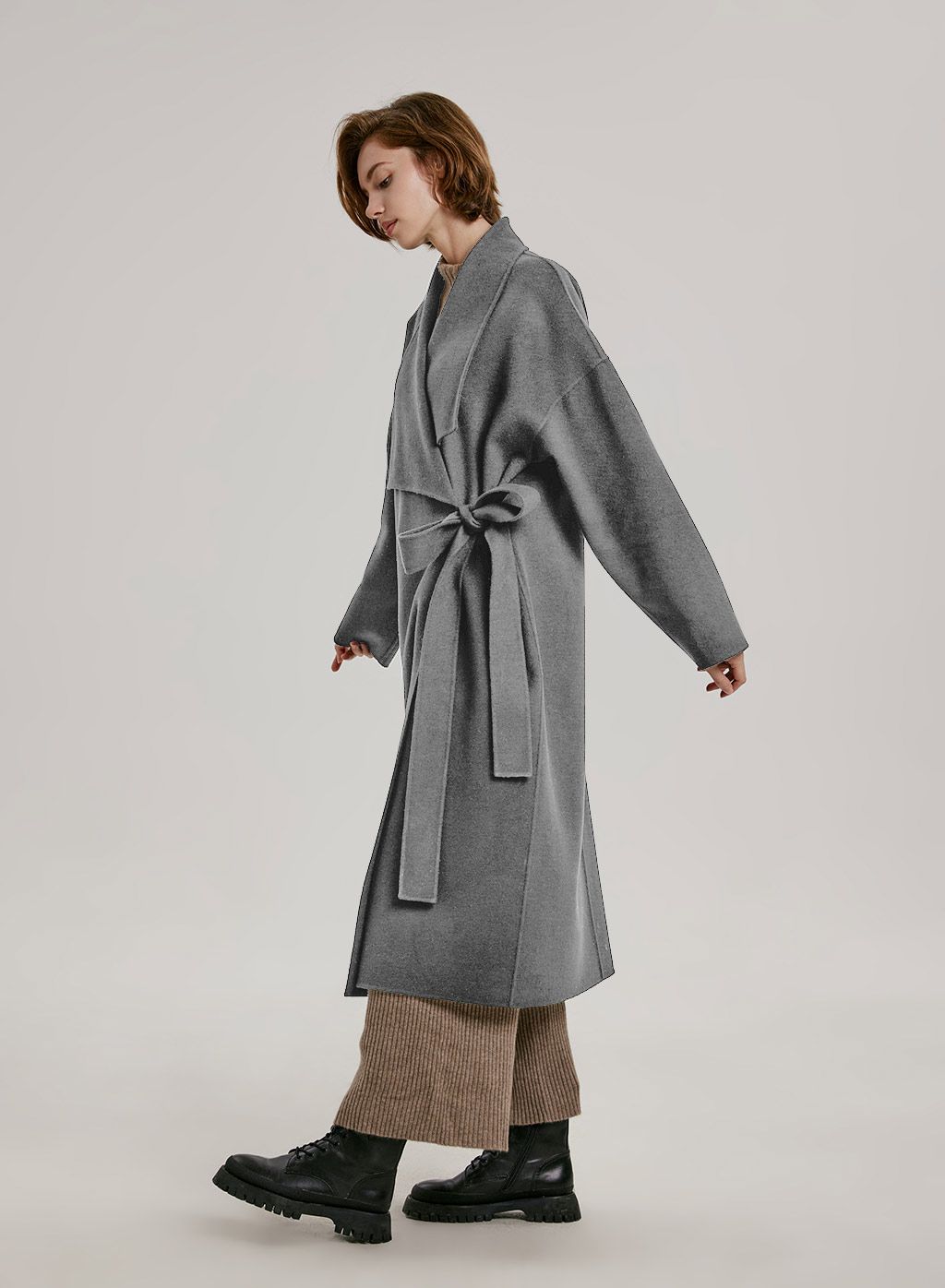 Long Belted Wool-Cashmere Wrap Coat | NAP Loungewear