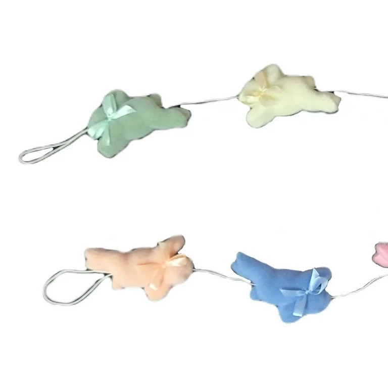 Easter Multicolor Flocked Bunny Garland, 6 ft, by Way To Celebrate | Walmart (US)