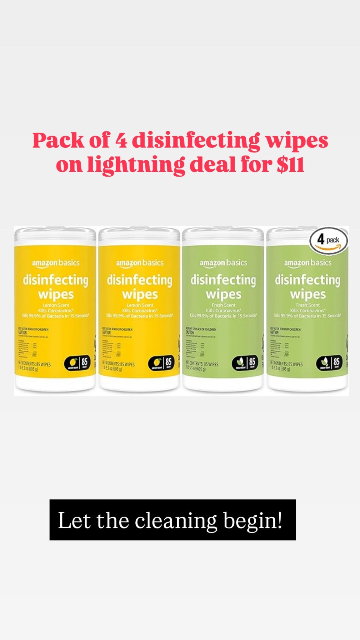 Disinfecting wipes on sale 
Home cleaning 
Amazon deals 

#LTKFindsUnder50 #LTKSaleAlert #LTKHome