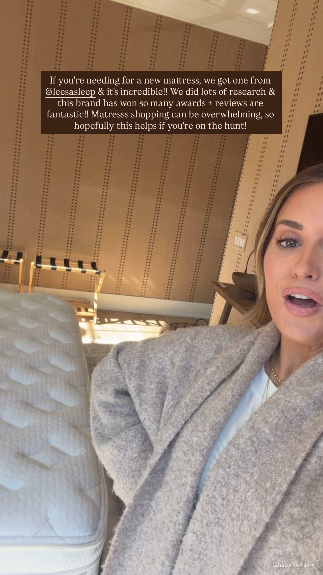 Our @leesasleep mattress is currently 20% off + an extra $50 off with ALEXA50!! We have the Sapira Hybrid Chill in med-firm here in our guest room and it is truly UNREAL- so comfortable and we love knowing our guests will be so comfortable! Even told Scott we may need to start sleeping in here haha! #leesapartner



#LTKHome #LTKSaleAlert