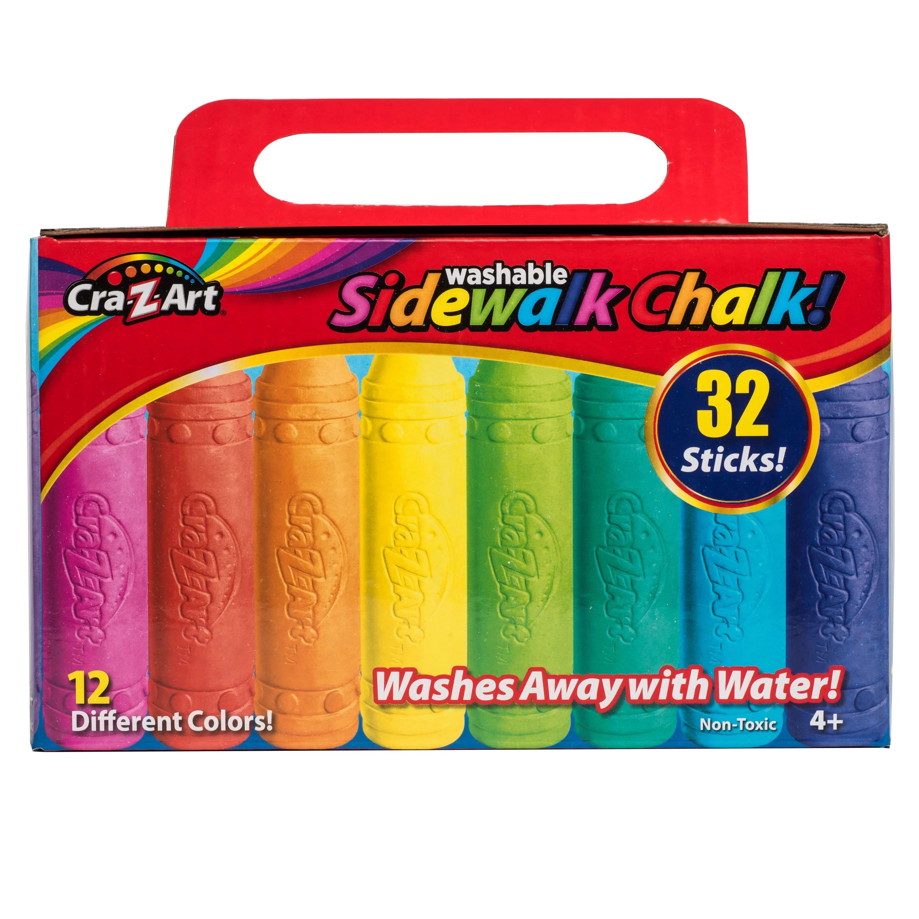 Cra-Z-Art Washable Sidewalk Chalk, 32 Count, 12 Assorted Colors - Walmart.com | Walmart (US)