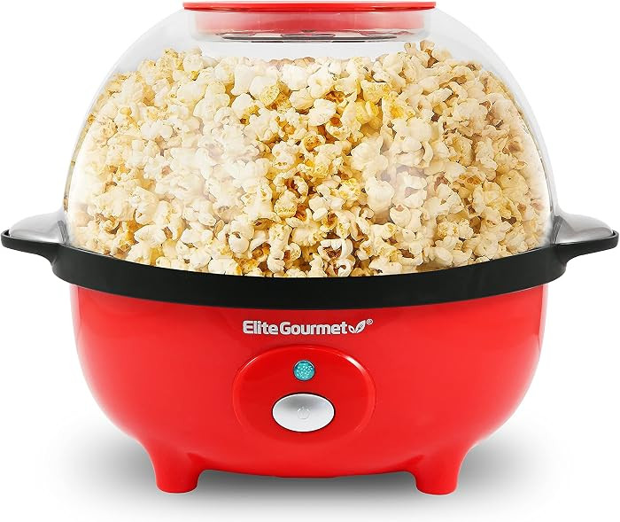 Elite Gourmet EPM330R Stirring Ceramic Nonstick 12 Cup Popcorn Maker, Red | Amazon (US)