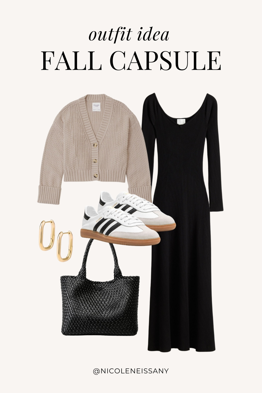 Fall Capsule Wardrobe Outfit Idea | fall capsule outfit, fall outfit, fall outfits, fall style, fall fashion, fall 2024 fashion, fall outfits 2024, fall trends 2024, fall outfit inspo, fall outfit inspiration, fall capsule wardrobe essentials, fall wardrobe essentials, fall closet essentials, fall essentials, fall basics, fall must haves, neutral capsule wardrobe, neutral outfit, neutral fashion, casual outfit, elevated casual outfit, date night outfit, brunch outfit, everyday outfit, Abercrombie, Abercrombie denim, Abercrombie jeans, Amazon Fashion, Revolve, Lulus, Nordstrom, H&M // fall sweater, fall sweaters, fall cardigan, sweater cardigan, fall dresses, sweater dress, midi dress, black dress, adidas samba decon sneakers, gold square hoop earrings, black woven tote bag

#liketkit #LTKSeasonal #LTKShoeCrush #LTKItBag #LTKStyleTip #LTKFindsUnder50 #LTKFindsUnder100 #LTKTravel #LTKSaleAlert