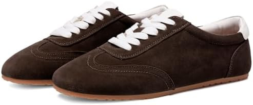 Suede Sneakers for Women Comfortable Round Toe Non Slip Retro Athletic Sneaker Casual Lace-Up Wal... | Amazon (US)