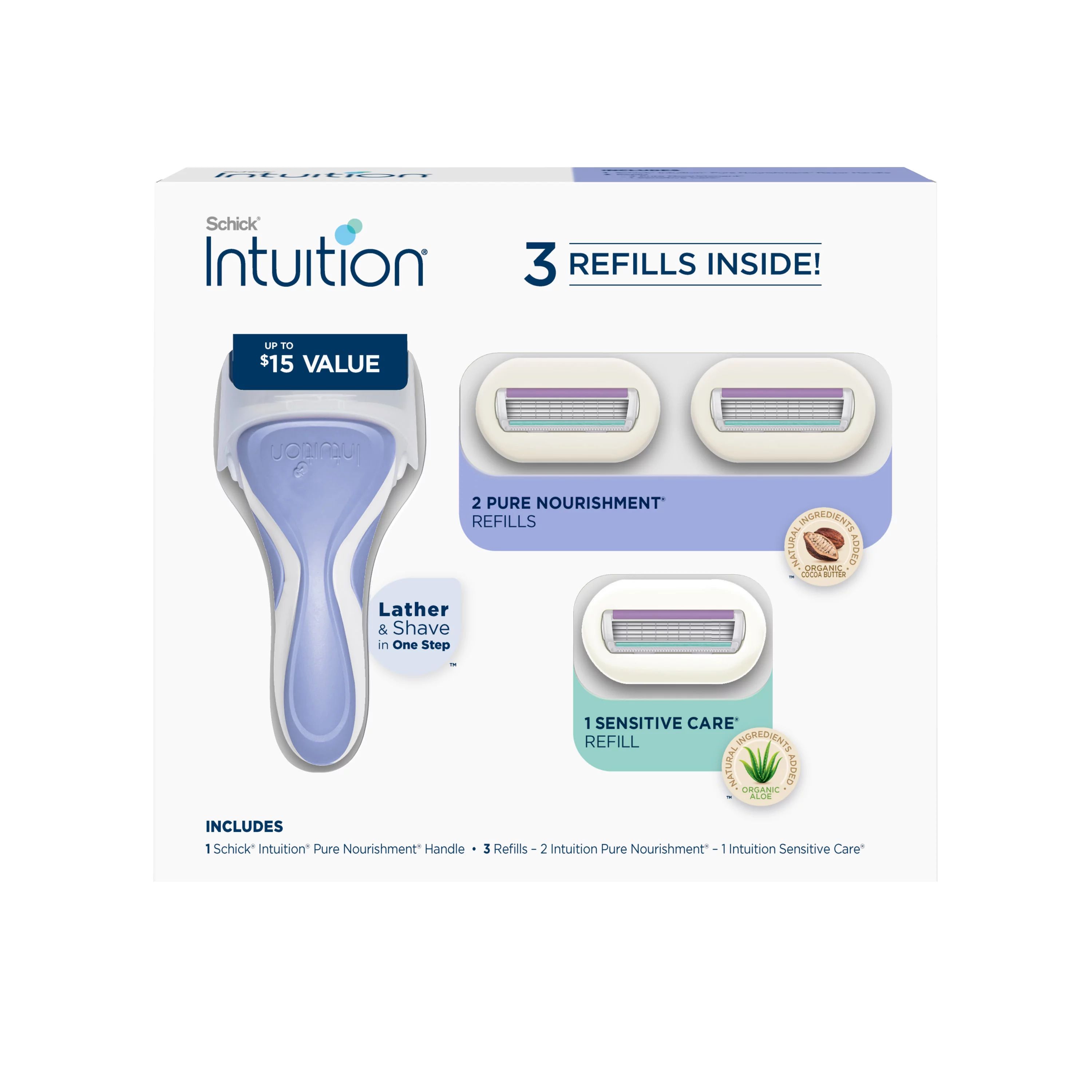 Schick Intuition Women's Gift Set, with 1 Schick Intuition Pure Nourishment Handle, 2 Intuition P... | Walmart (US)