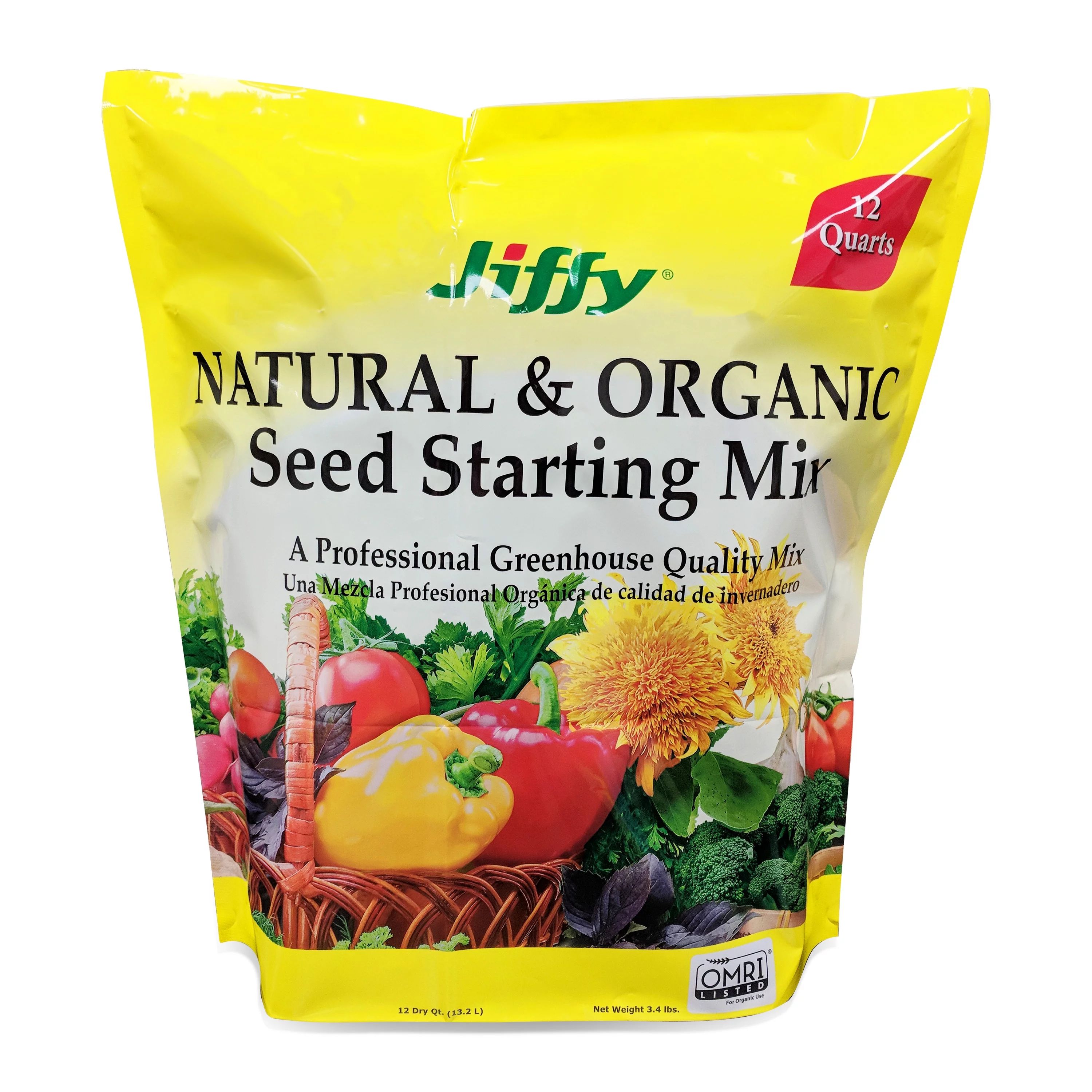 Jiffy Natural & Organic Seed Starting Soil Mix, 12 QT | Walmart (US)
