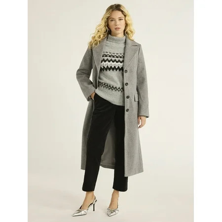 Free Assembly Women’s Faux Wool Long Coat, Sizes XS-XXXL | Walmart (US)