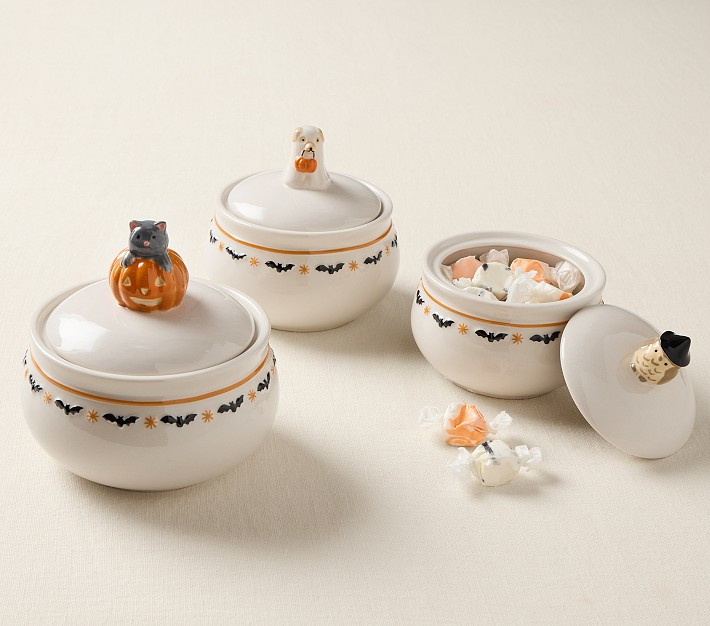Riley Sheehey Halloween Ceramic Jars, Set of 3 | Pottery Barn Kids