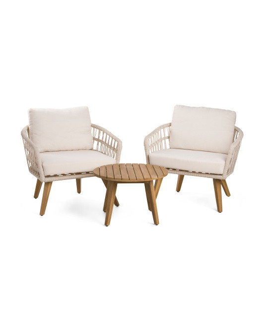 3pc Outdoor Rope And Acacia Furniture Set | TJ Maxx