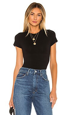Yummie Short Sleeve Bodysuit in Black from Revolve.com | Revolve Clothing (Global)