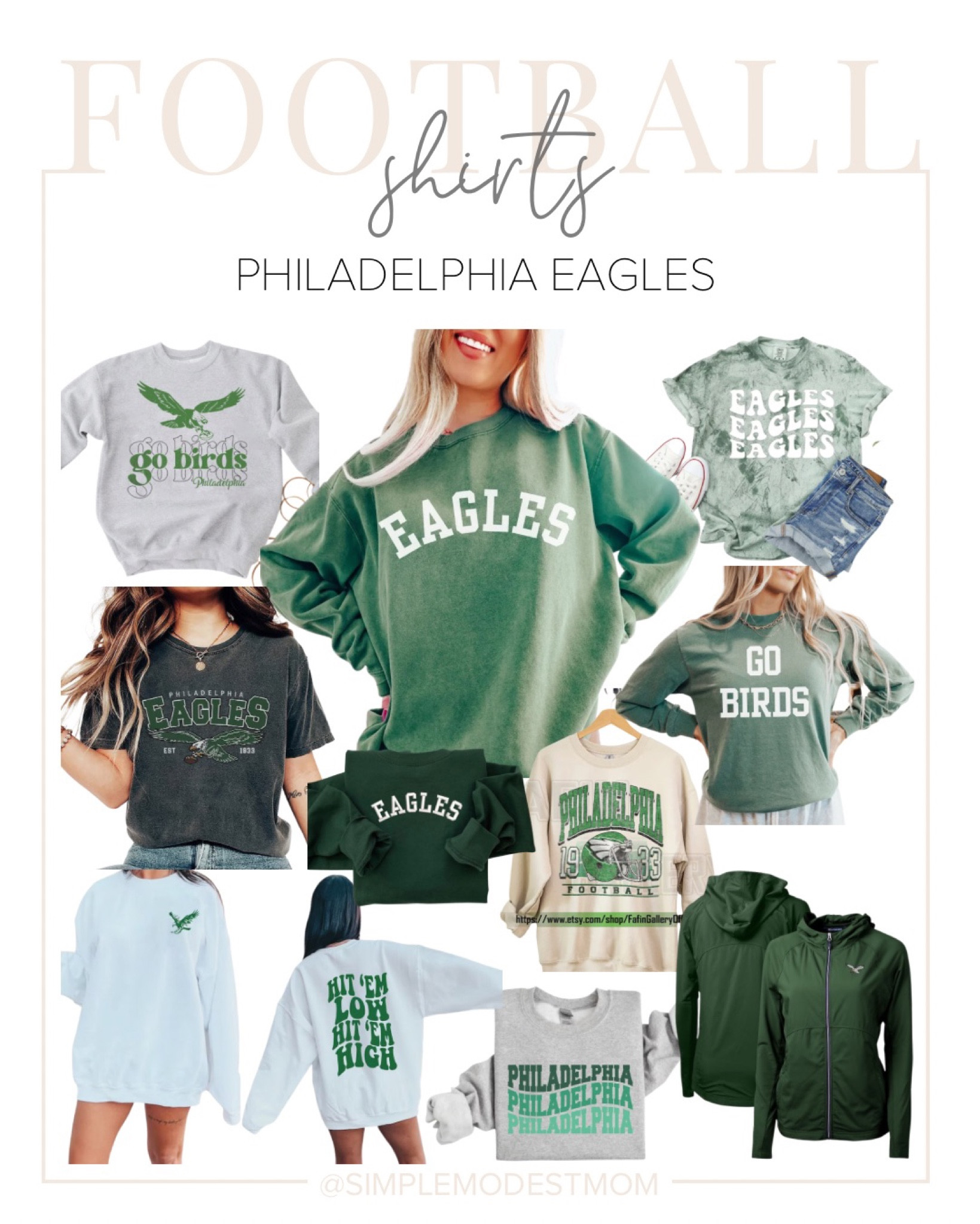 a roundup of unique shirts and sweatshirts for philadelphia eagles fans

#LTKSeasonal #LTKfamily #LTKstyletip