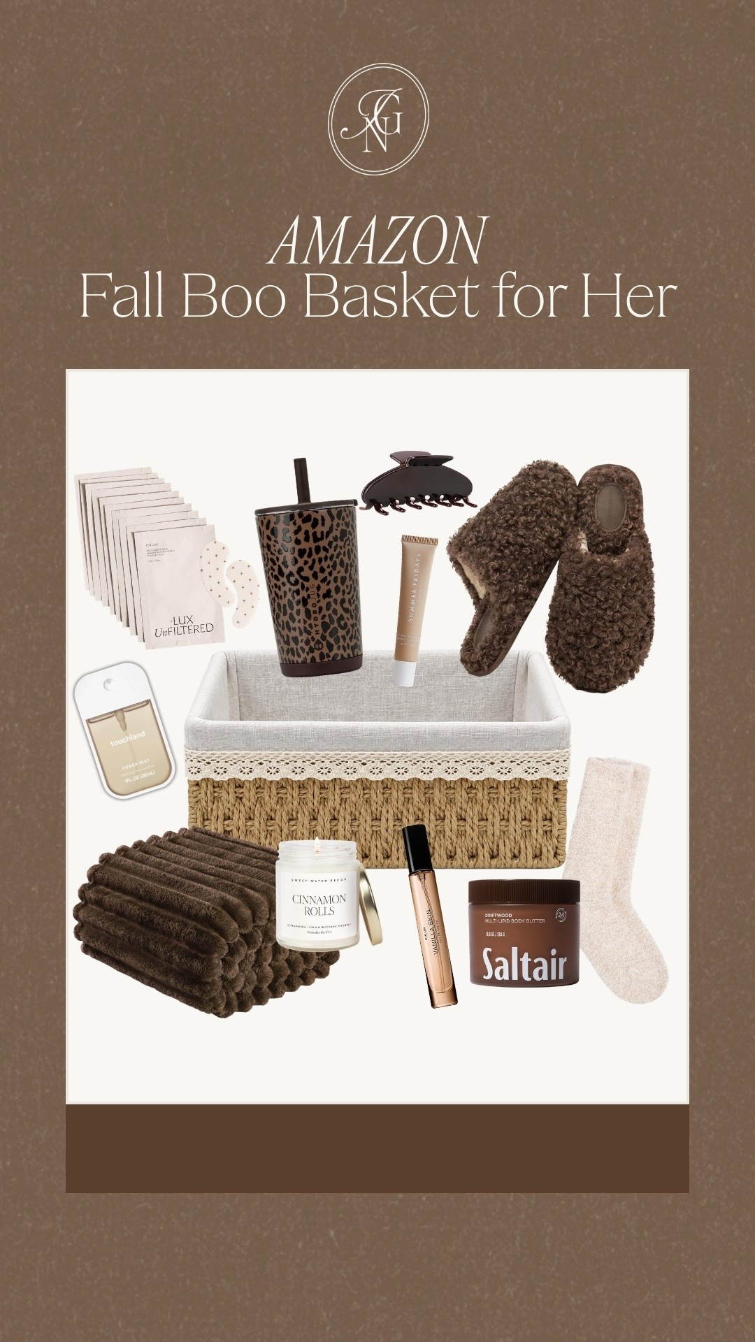 A little fall treat for her. 🤎🍂 Fill a boo basket with cozy slippers, a cinnamon candle, sweet beauty finds and a few everyday favorites for the cutest seasonal surprise.

#boobasket #boobasketideas #giftideasforher #fallgiftideas #cozygiftideas #amazonfinds #halloweengifts #fallfavorites #giftbasketideas

#LTKselfcare #LTKSeasonal