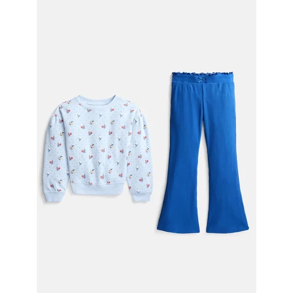 Wonder Nation Girls' Sweatshirt and Flare Leggings Set, 2-Piece, Sizes 4-10 | Walmart (US)