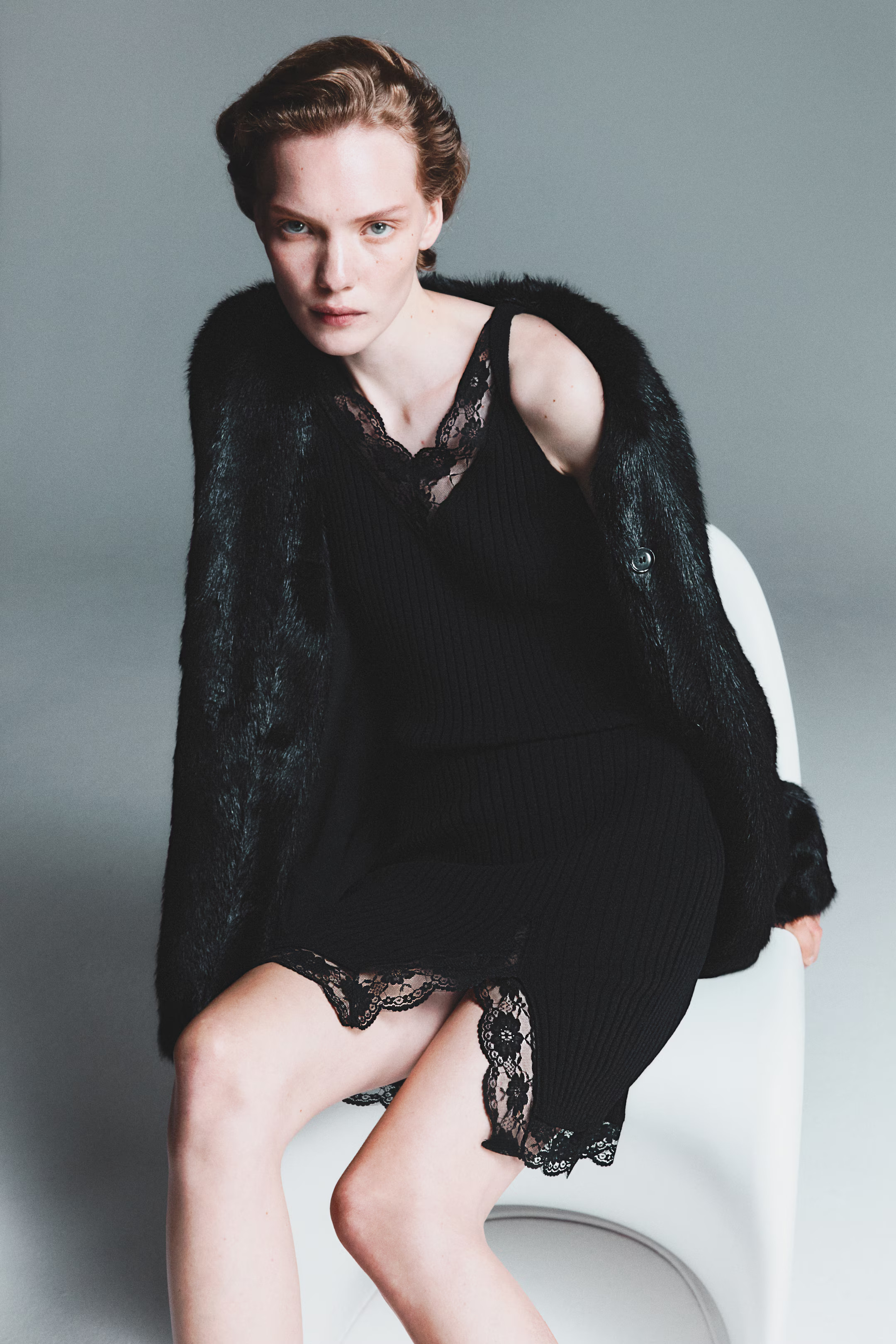 Lace-Trimmed Rib-Knit Dress | H&M (US + CA)