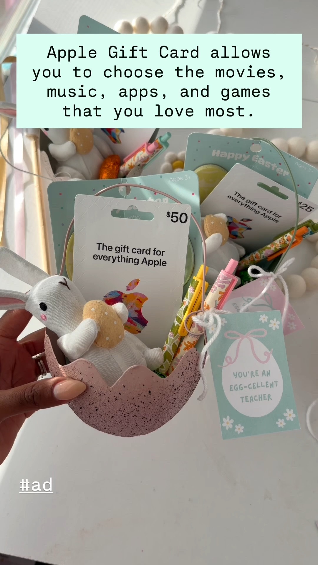 #ad Teacher Easter Gift Idea 🐰🌷 When it comes to gifting teachers, I always start with what they actually want… and every time I poll them, the #1 answer is gift cards 

I love Apple Gift Card because they aren’t limited to just one store. Teachers can use them for movies, music, apps, games — whatever they’ll truly enjoy on their own time. It makes the gift feel thoughtful and flexible.

This idea works perfectly for Easter, Teacher Appreciation Week, or honestly anyone on your gifting list like coaches, grandparents, kids, partners… it’s such a versatile option @target #GiftCard #TargetPartner #Target #MomLife #EasterGifting @Shop.LTK #liketkit

#LTKmomlife #LTKdayinmylife #LTKSeasonal