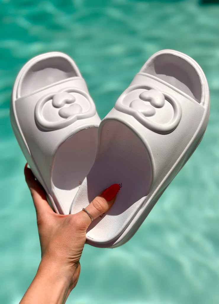 IN STOCK!! The Cloud Slide Sandal in White | Glitzy Bella