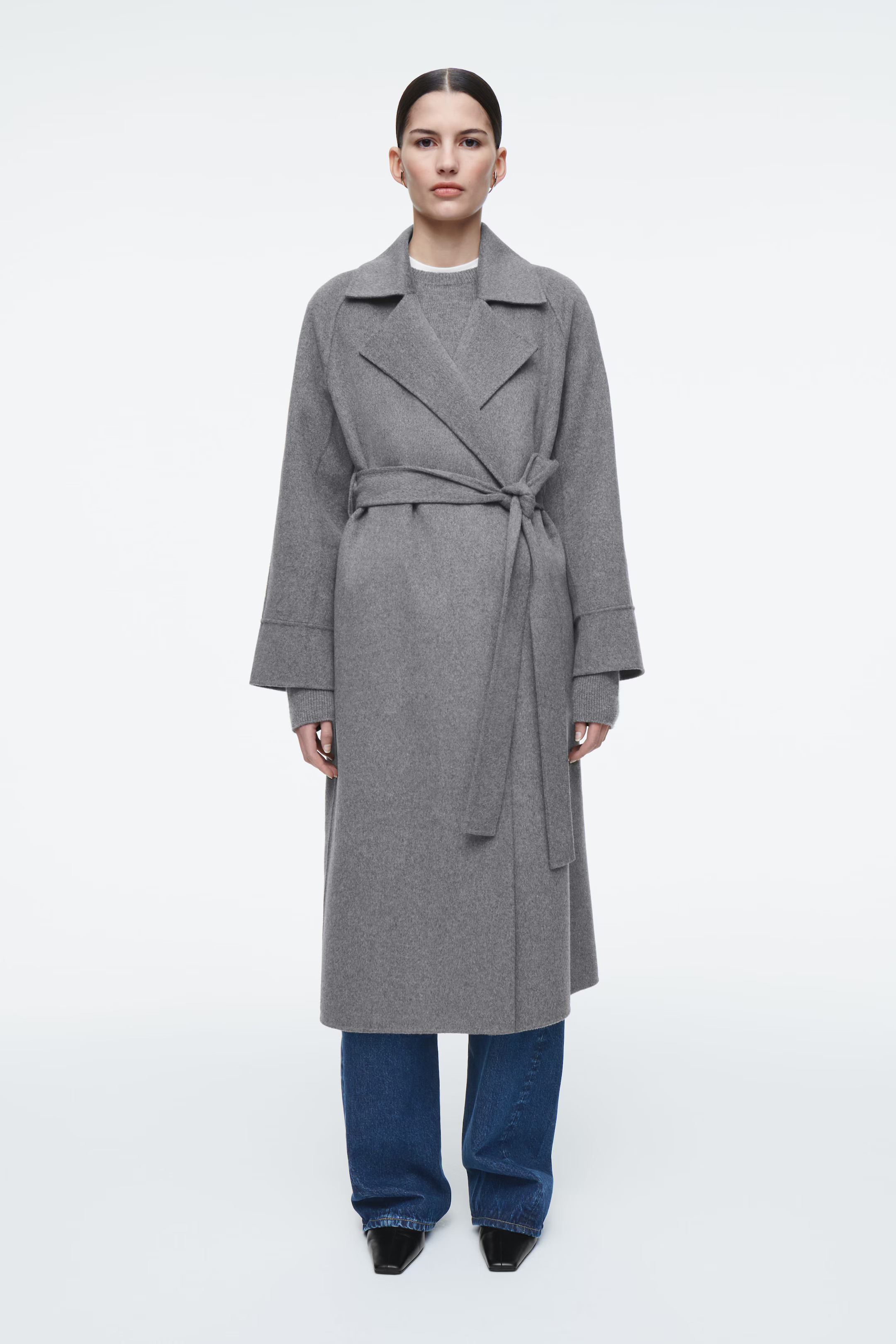 BELTED DOUBLE-FACED WOOL COAT - GREY | COS GB | COS UK