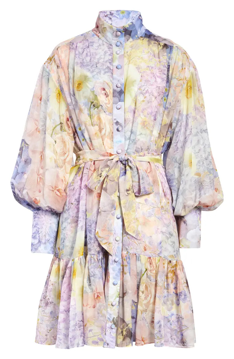 Zimmermann Rhythmic Lantern Sleeve Cotton & Silk Minidress | Nordstrom | Nordstrom