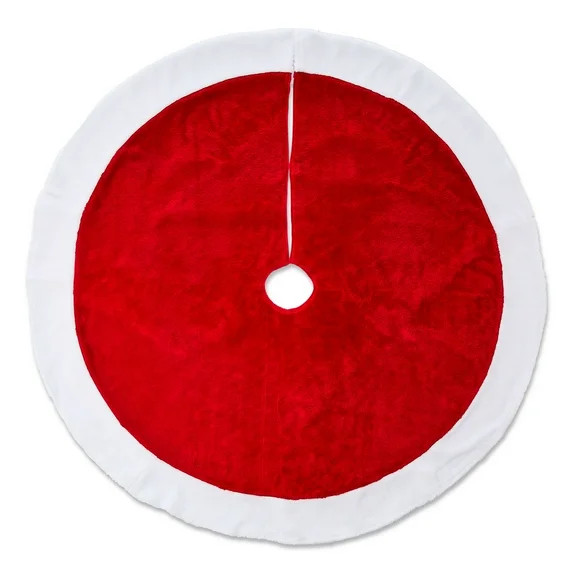 Plush Christmas Tree Skirt, Red and White, 48", by Holiday Time | Walmart (US)
