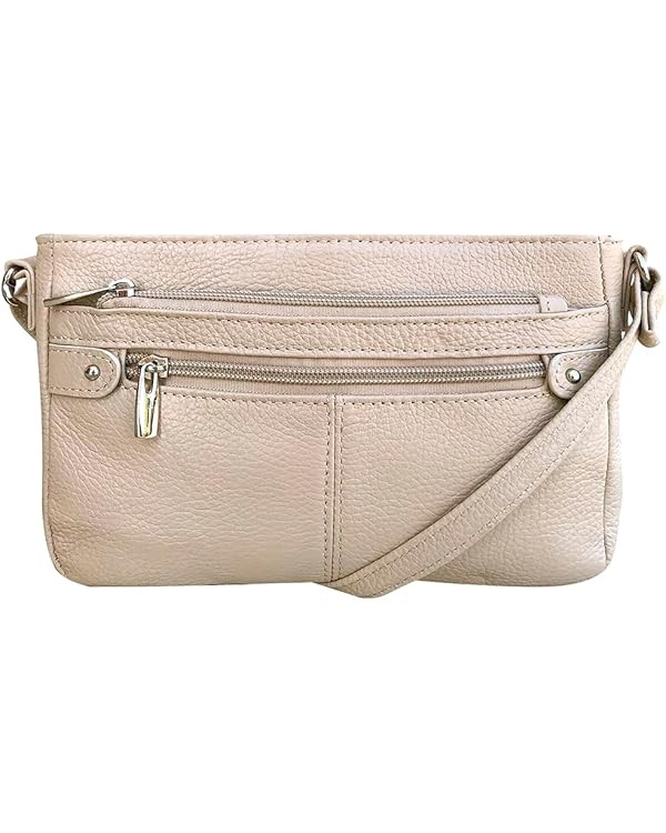 Cowhide Leather Women's Shoulder Purse Small Cross Body Organizer Bag with Many Pockets | Amazon (US)