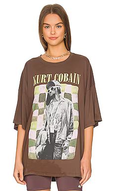 DAYDREAMER Kurt Cobain Checker Tee in Chocolate from Revolve.com | Revolve Clothing (Global)