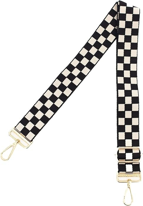 Modern+Chic Lizzie Checkered Patterned Adjustable Bag Strap - Black | Amazon (US)