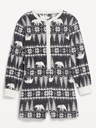 Fleece Henley Pajama Romper -- 3.5-inch inseam | Old Navy (US)