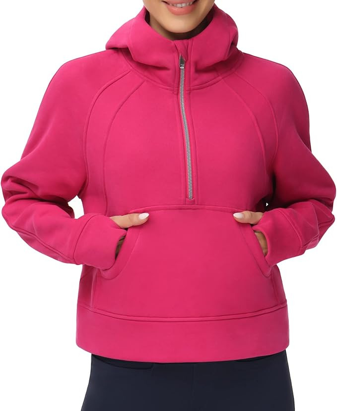Amazon.com: Origiwish Women's Hoodies Fleece Lined Half Zip Pullover Sweatshirt Long Sleeve Crop ... | Amazon (US)