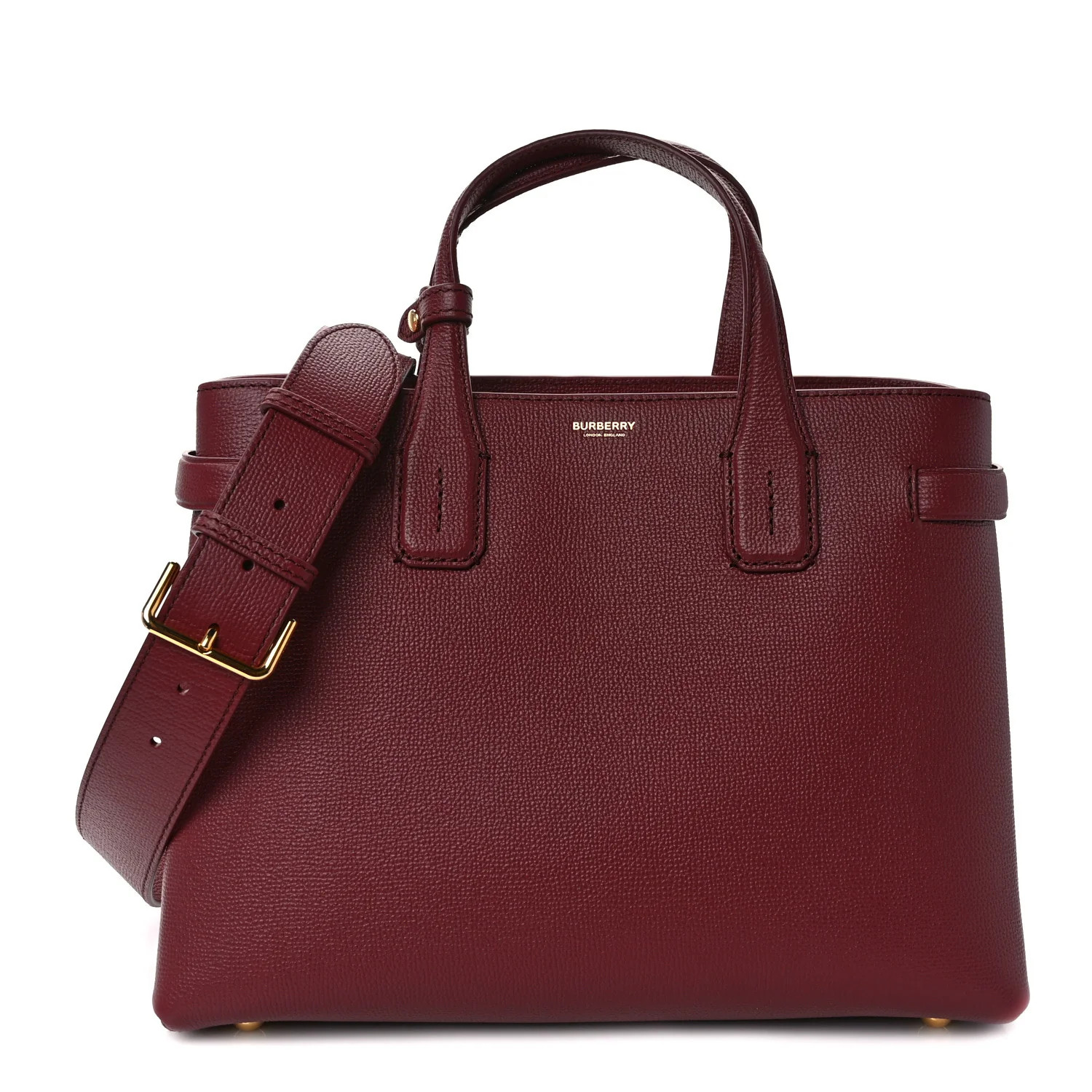 Derby Calfskin House Check Medium Banner Tote Crimson | FASHIONPHILE (US)