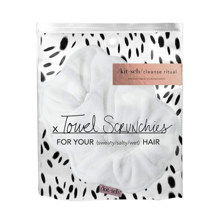Kitsch Large Microfiber Hair Scrunchies - Ultra Soft Towel Scrunchie, Hair Ties, 2 Pcs (White) | Walmart (US)