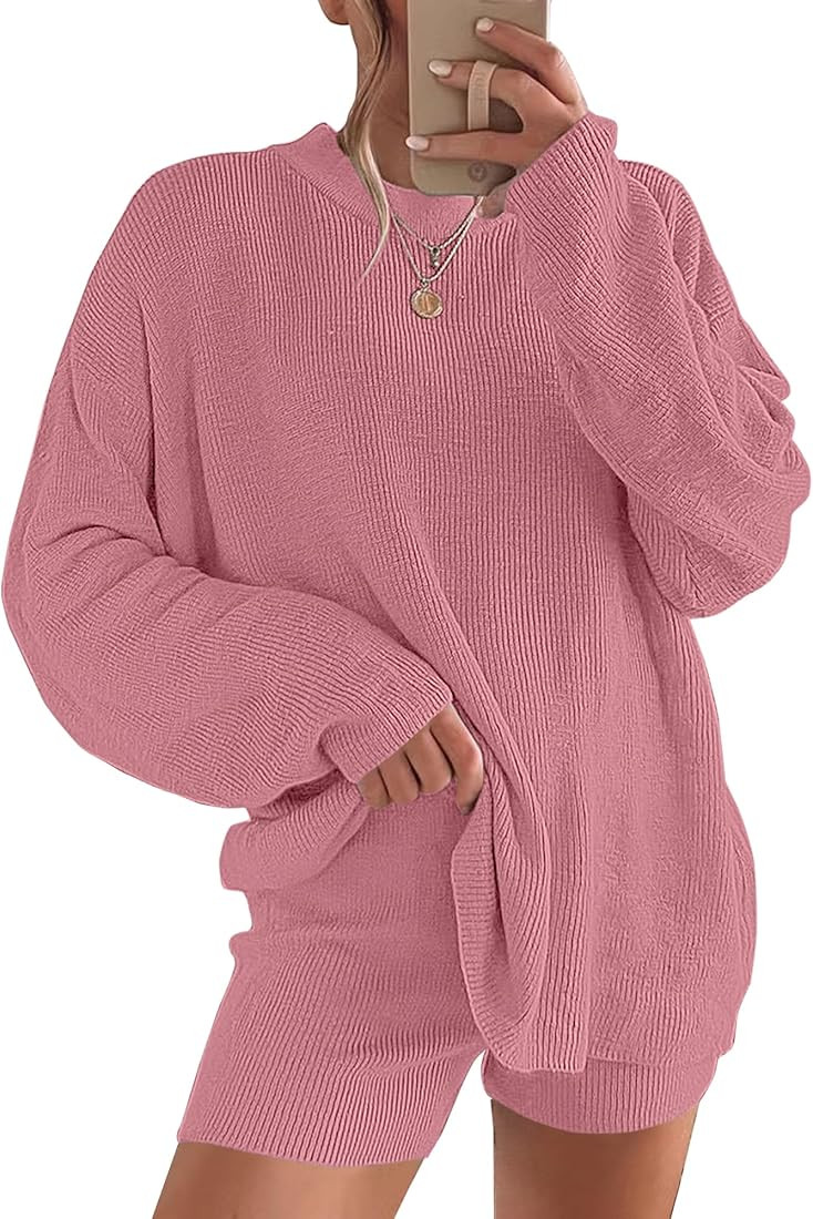 ANRABESS 2 Piece Outfits For Women 2024 Spring Lounge Matching Loungewear Sets Oversized Sweater ... | Amazon (US)